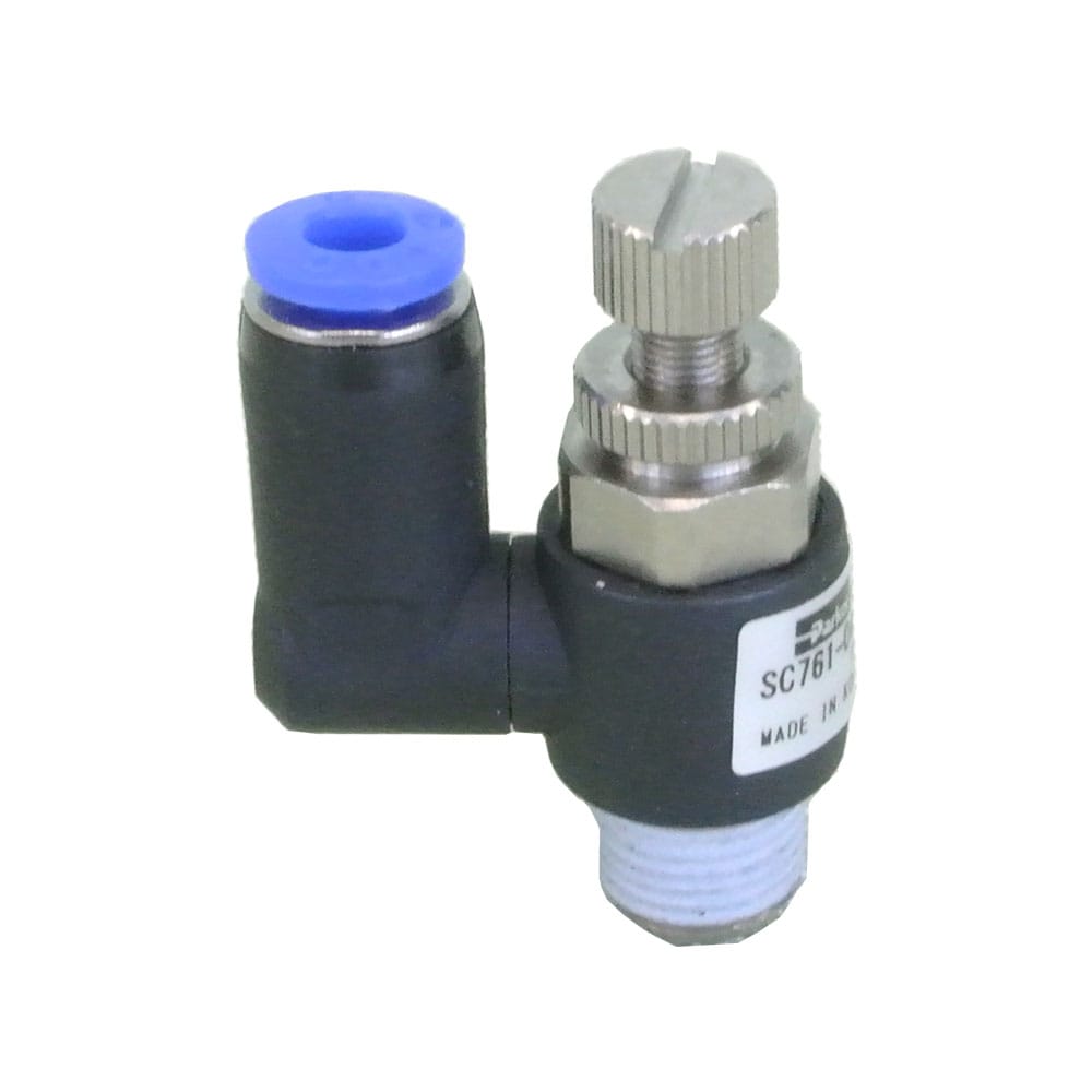 Biaxial Rotation Type Speed Controllers (with quick joint) Port Size:M5×0.8<br/>・R1/8<br/>・R1/4<br/>・R3/8 Model:SC76